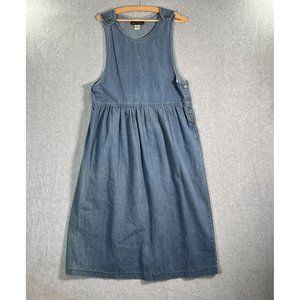 Truly Yours Dress Womens 8 Blue Denim Midi Overall Jumper A-Line Grunge 90s